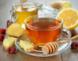 ginger tea on a brown background